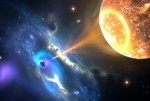 Černá díra zachycena při pojídání neutronové hvězdy