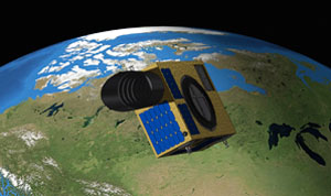 Družice NEOSSat nad územím Kanady.