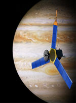 Americká sonda Juno u Jupiteru.