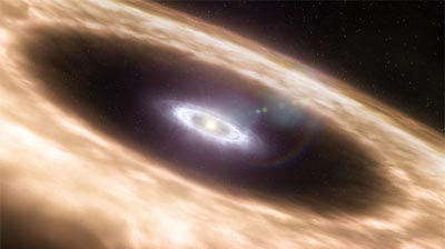 Protoplanetární disk, v němž vznikají exoplanety.